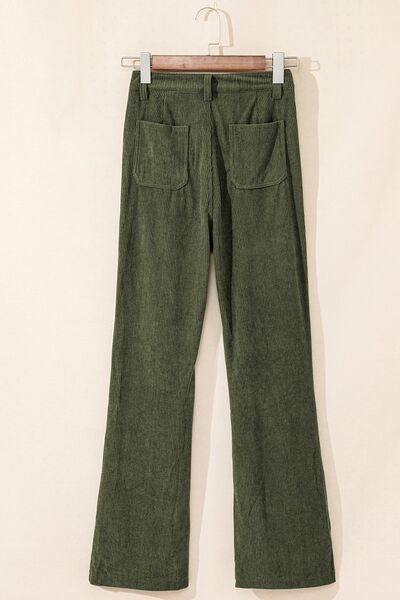 High Waist Square Pockets Corduroy Pants - Drazelle Store