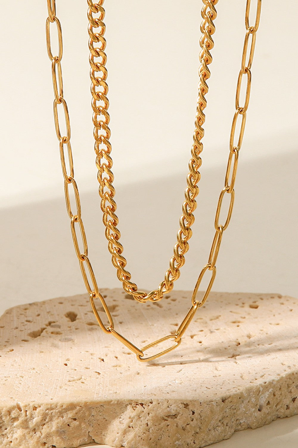 18K Gold Plated Layered Chain Necklace - Drazelle Store