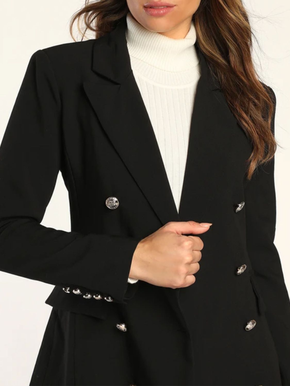 Lapel Collar Long Sleeve Blazer - Drazelle Store