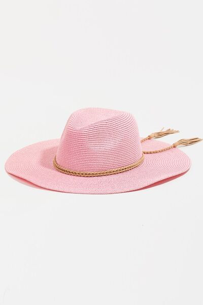 Fame Straw Braided Rope Strap Fedora Hat - Drazelle Store