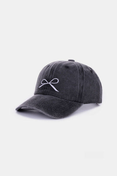 Zenana Bow Embroidered Washed Cotton Caps - Drazelle Store