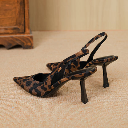 Leopard Point Toe Slingback Pumps - Drazelle Store