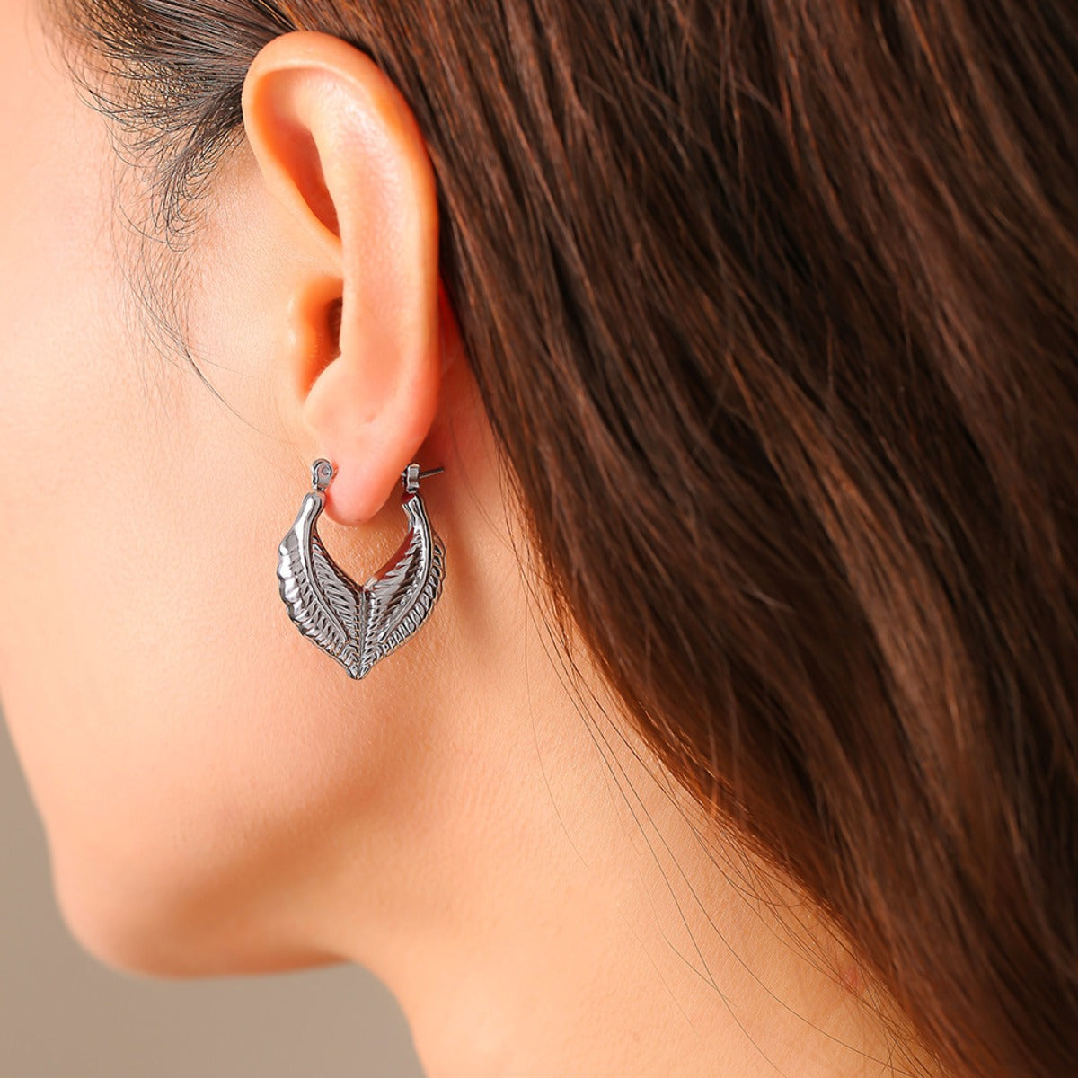 Titanium Steel Leaf Shape Earrings-Drazelle Store