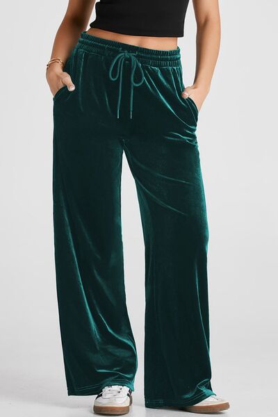 Drawstring Waist Wide Leg Active Pants - Drazelle Store