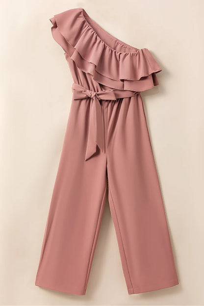 Ruffled Tied One-Shoulder Jumpsuit - Drazelle Store 