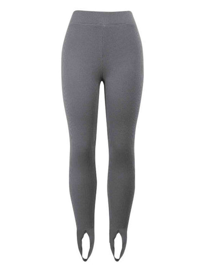 Ribbed Mid Waist Leggings - Drazelle Store