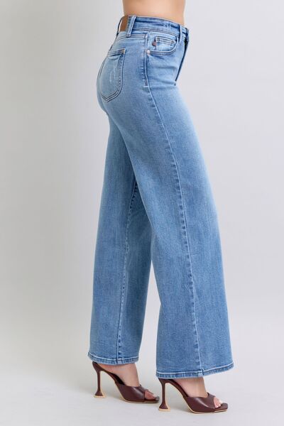 Judy Blue Full Size Wide Leg Jeans with Pockets - Drazelle Store