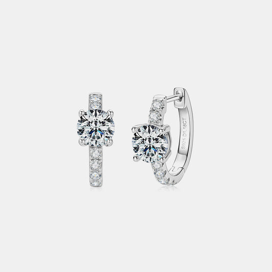 2.36 Carat Moissanite Zircon 925 Sterling Silver Hoop Earrings-Drazelle Store