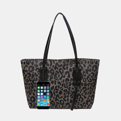 Leather Leopard Print Tote Bag - Drazelle Store