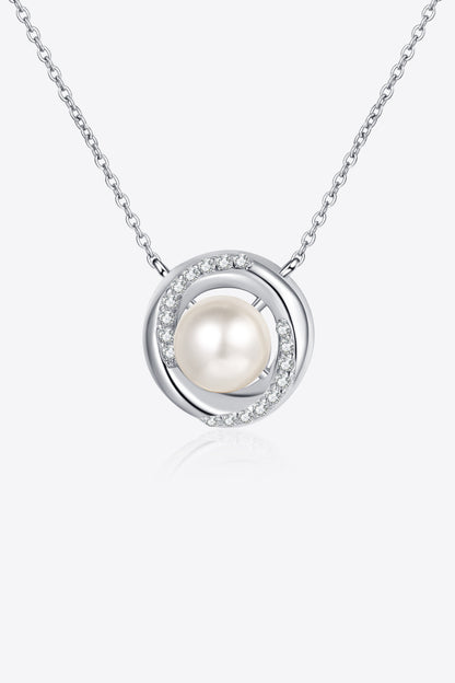 Moissanite Pearl Rhodium-Plated Necklace - Drazelle Store