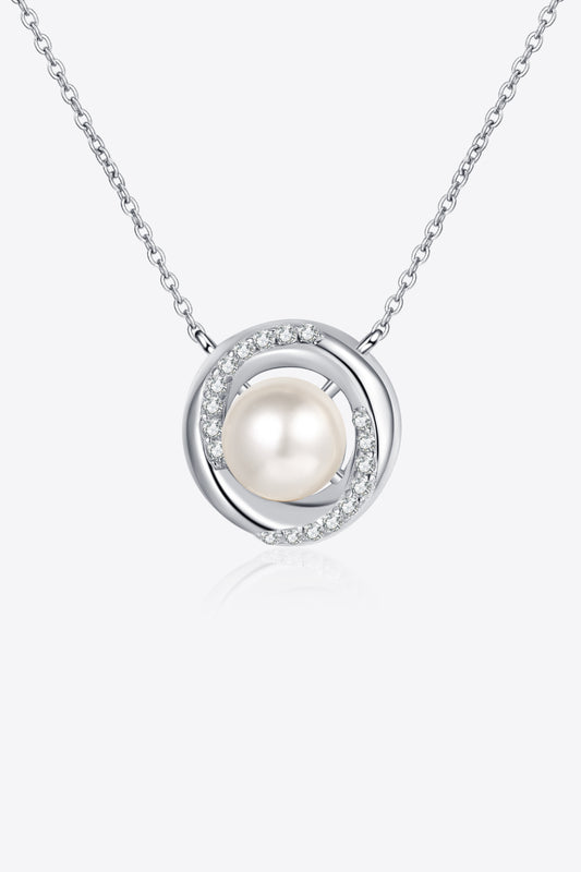 Moissanite Pearl Rhodium-Plated Necklace - Drazelle Store