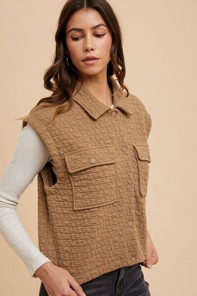 Annie Wear Puzzle Quilted Snap Down Vest Coat - Drazelle Store