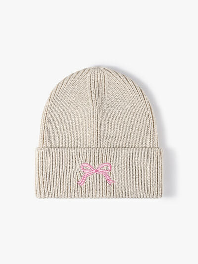 Embroidered Bow Knit Hat - Drazelle Store