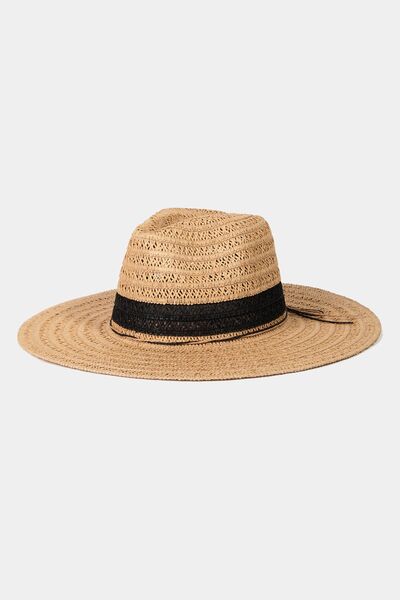 Fame Contrast Straw Braided Sun Hat - Drazelle Store