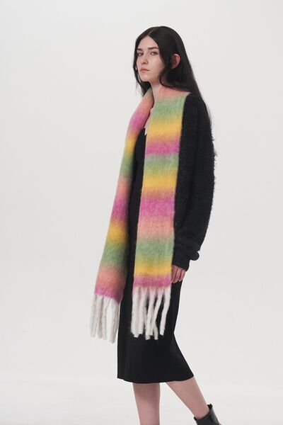 Fringe Gradient Thermal Scarf - Drazelle Store