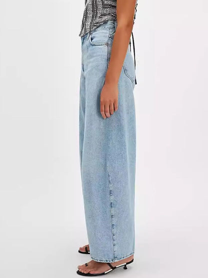 Wide Leg Jeans with Pockets - Drazelle Store