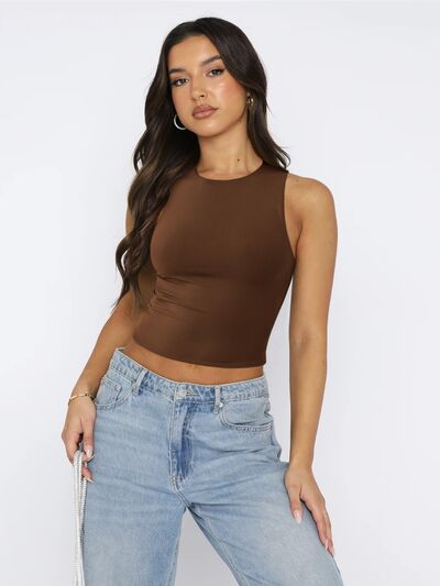 Round Neck Cropped Tank - Drazelle Store