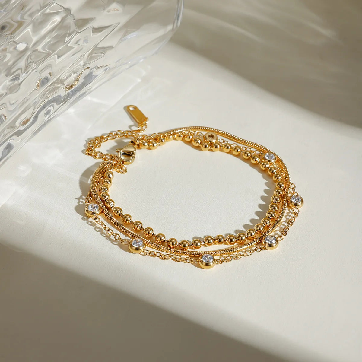 18K Gold-Plated Layered Inlaid Zircon Bracelet - Drazelle Store