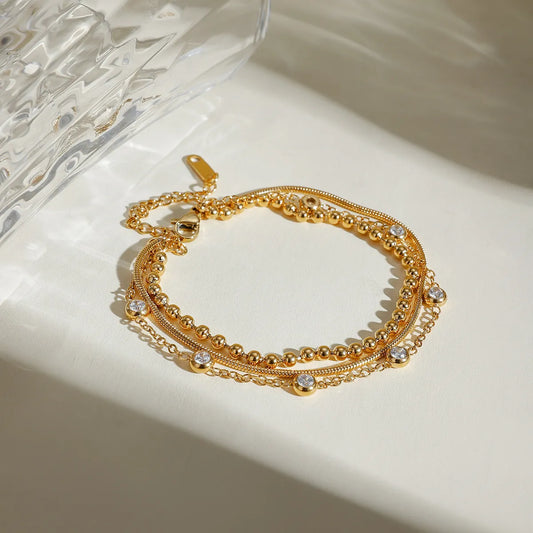 18K Gold-Plated Layered Inlaid Zircon Bracelet - Drazelle Store