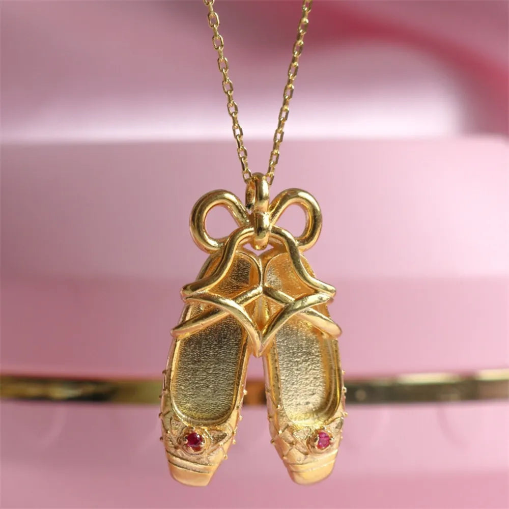 Copper Ballet Shoe Pendant Necklace - Drazelle Store