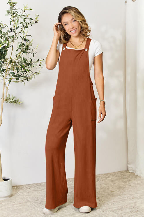 Double Take Full Size Wide Strap Overall with Pockets - Drazelle Store