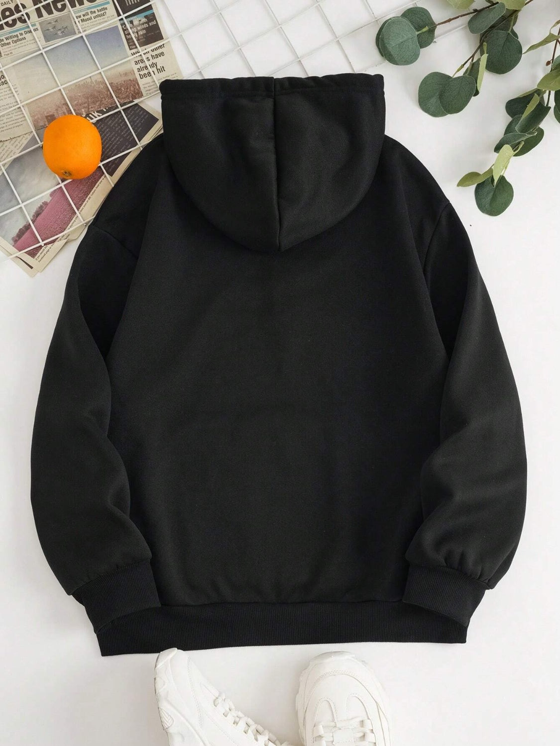 Drawstring Dropped Shoulder Hoodie - Drazelle Store