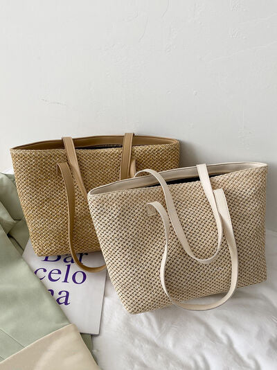 Solid Color Woven Tote Bag - Drazelle Store