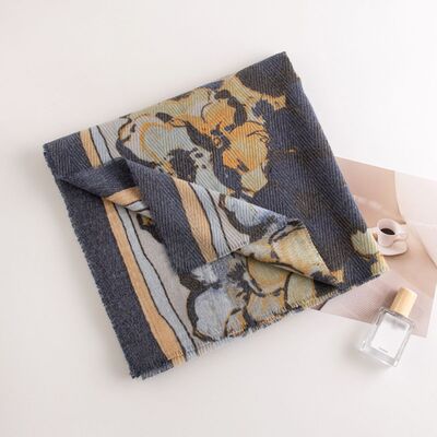 Printed Raw Hem Polyester Scarf - Drazelle Store