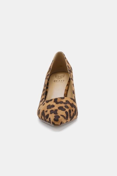 Beast Fashion Faux Suede Leopard Point Toe Pumps - Drazelle Store