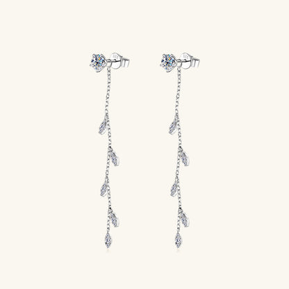 1.38 Carat Moissanite 925 Sterling Silver Leaf Earrings -Drazelle Store