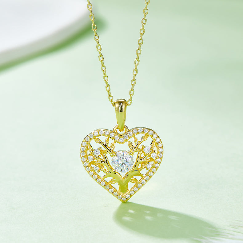 Moissanite 925 Sterling Silver Heart Shape Necklace - Drazelle Store