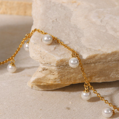 Pearl 18K Gold-Plated Charm Anklet - Drazelle Store