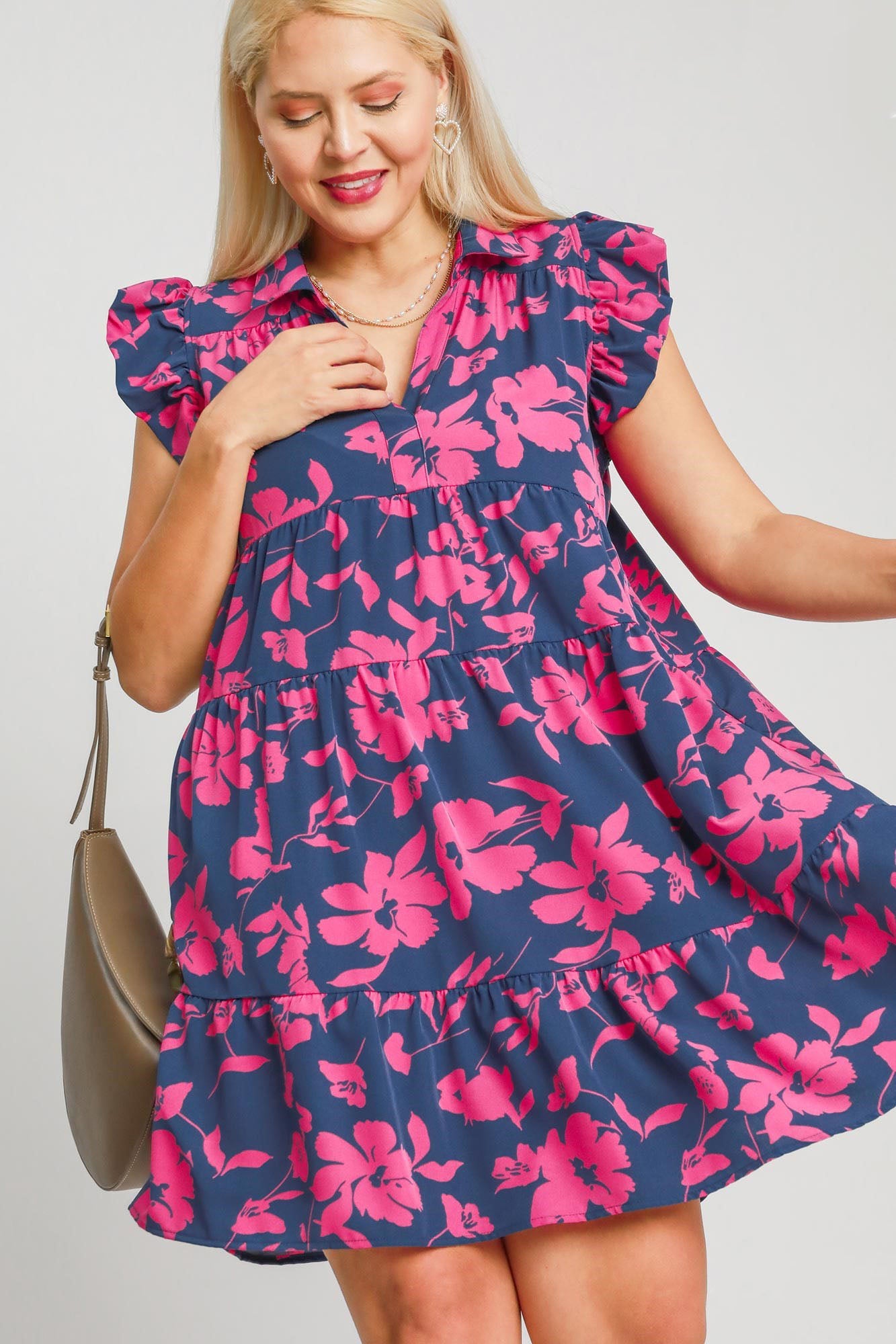 Floral Print Ruffle Cap Sleeve Tiered Dress - Drazelle Store