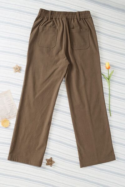 Half Elastic Waist Straight Pants - Drazelle Store