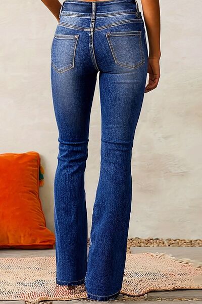 Cat Whisker Washed Bootcut Jeans - Drazelle Store