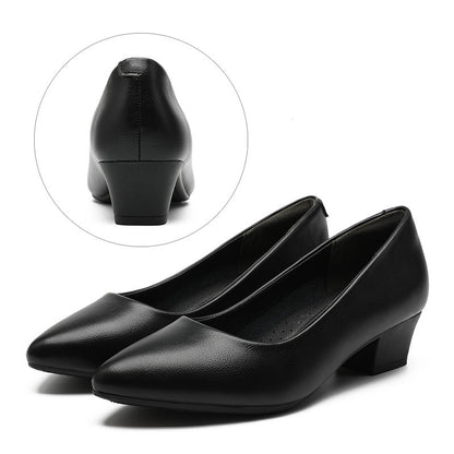 Leather Work Shoes Women Black - Drazelle Store