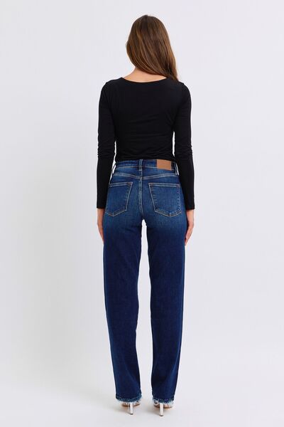 Judy Blue Full Size Raw Hem Straight Leg Jeans - Drazelle Store