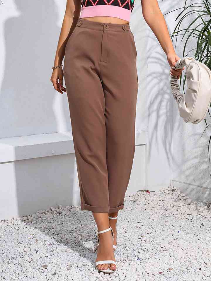 Cropped Straight Leg Pants - Drazelle Store