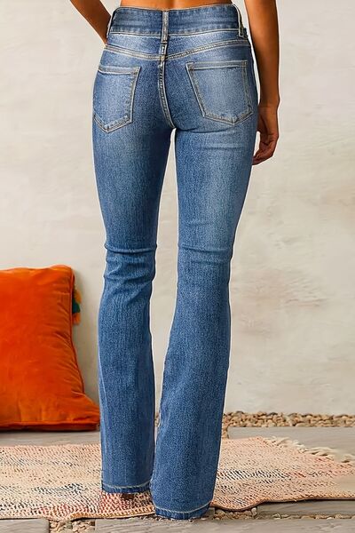 Cat Whisker Washed Bootcut Jeans - Drazelle Store