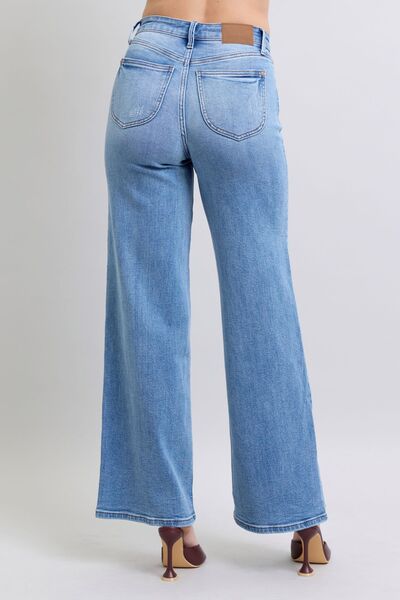 Judy Blue Full Size Wide Leg Jeans with Pockets - Drazelle Store