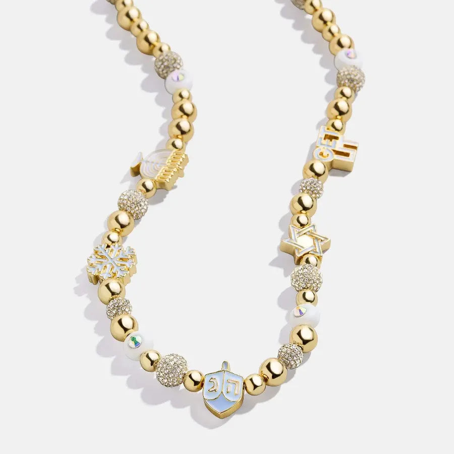 Rhinestone 14K Gold-Plated Beaded Necklace - Drazelle Store
