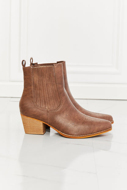 MM Shoes Love the Journey Stacked Heel Chelsea Boot in Chestnut - Drazelle Store