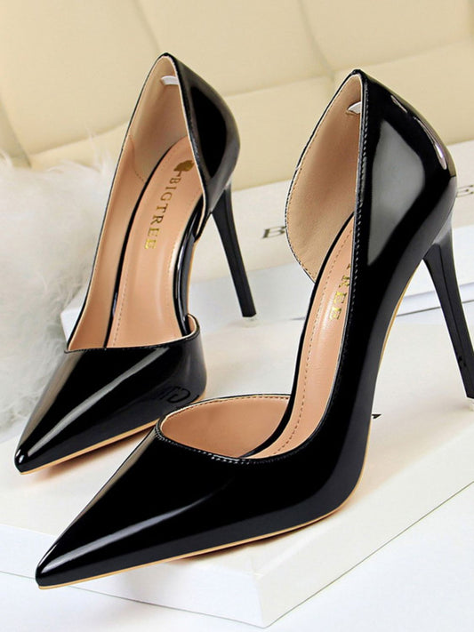 PU Leather Point Toe Stiletto Pumps - Drazelle Store