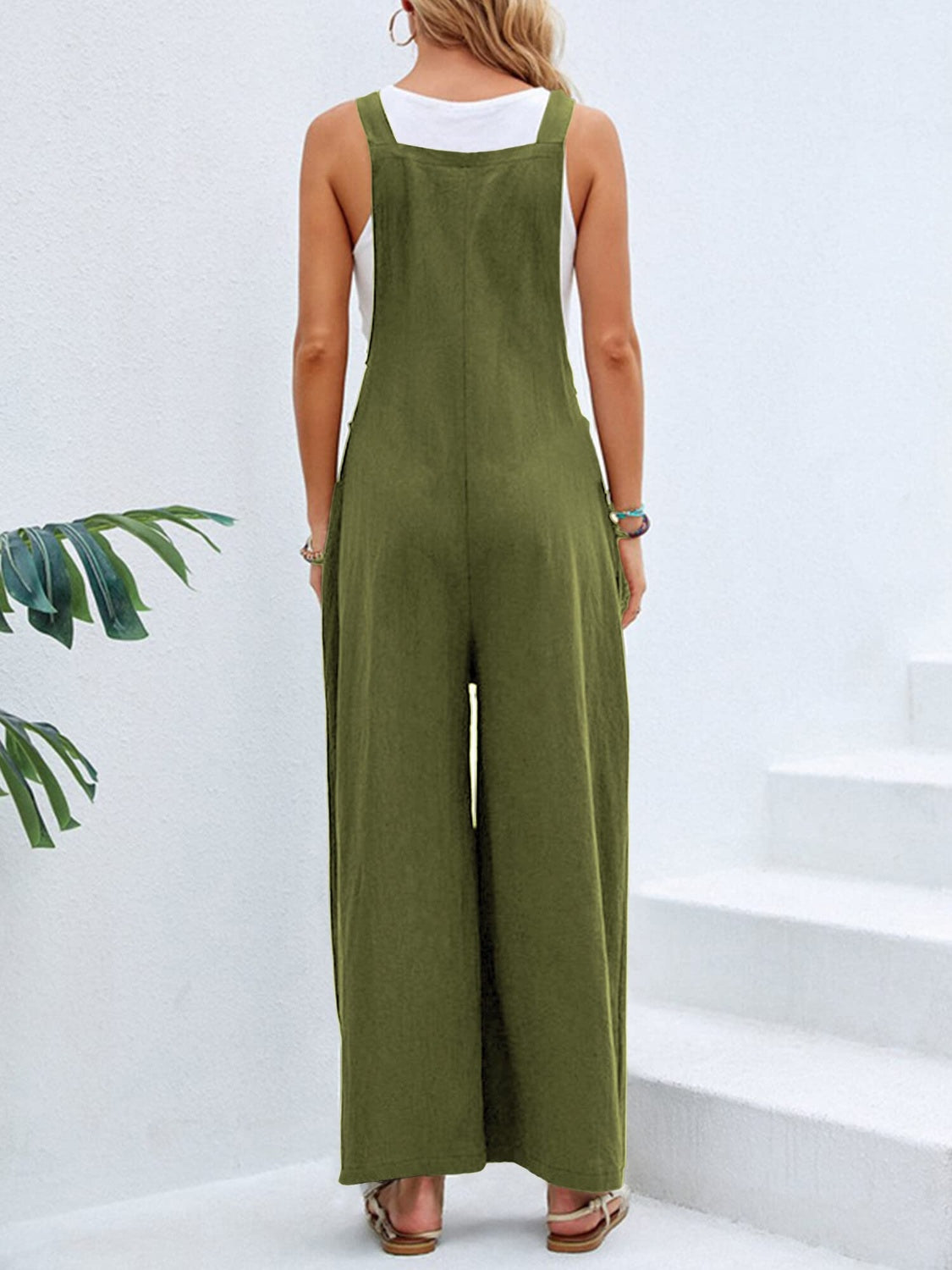 Full Size Square Neck Wide Strap Overalls - Drazelle Store