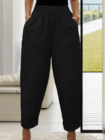 Elastic Waist Pants with Pockets - Drazelle Store