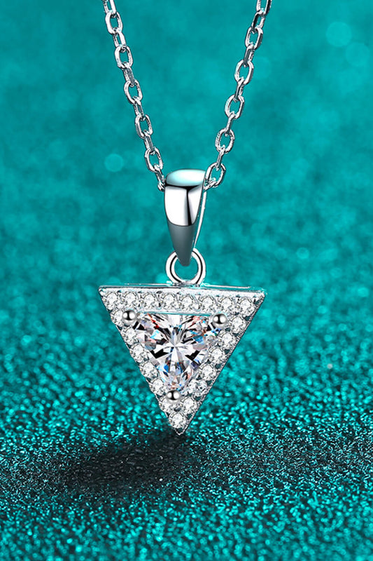 925 Sterling Silver Triangle Moissanite Pendant Necklace - Drazelle Store