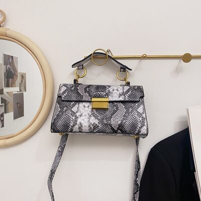 PU Leather Snakeskin Print Crossbody Bag - Drazelle Store