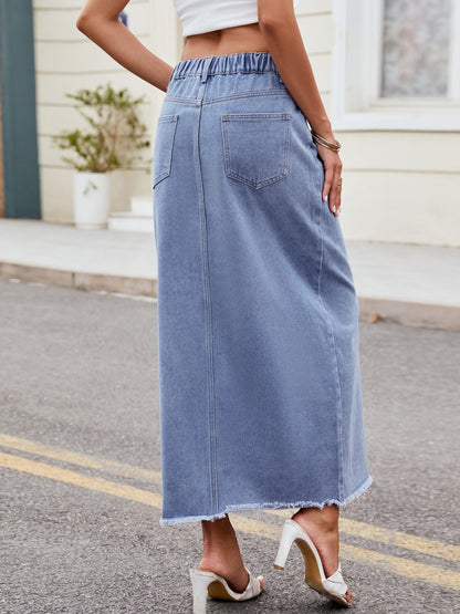 Slit Asymmetrical Waist Denim Skirt - Drazelle Store