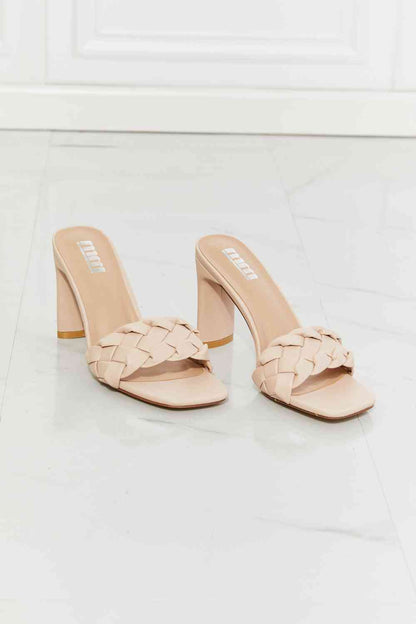 MMShoes Braided Block Heel Sandals in Beige - Drazelle Store