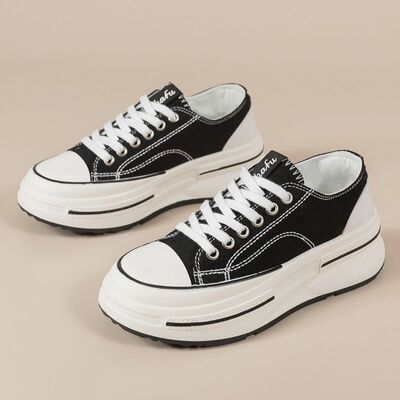 Tied Round Toe Platform Sneakers - Drazelle Store